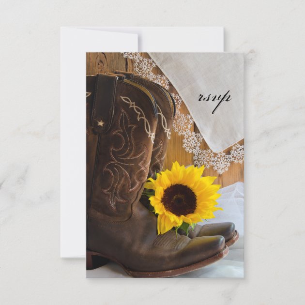 Country Sunflower and Lace Western Wedding RSVP