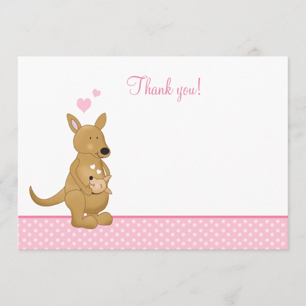 Kangaroo Mommy and Baby Flat Thank You notes