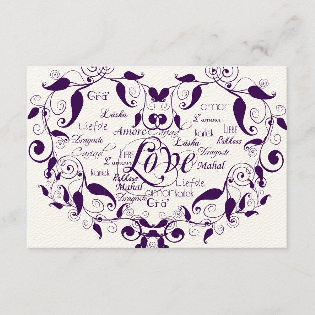 Love in Any Language in Purple Reception Card