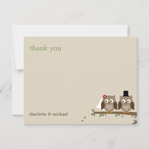 Love Owls Wedding Thank You Cards