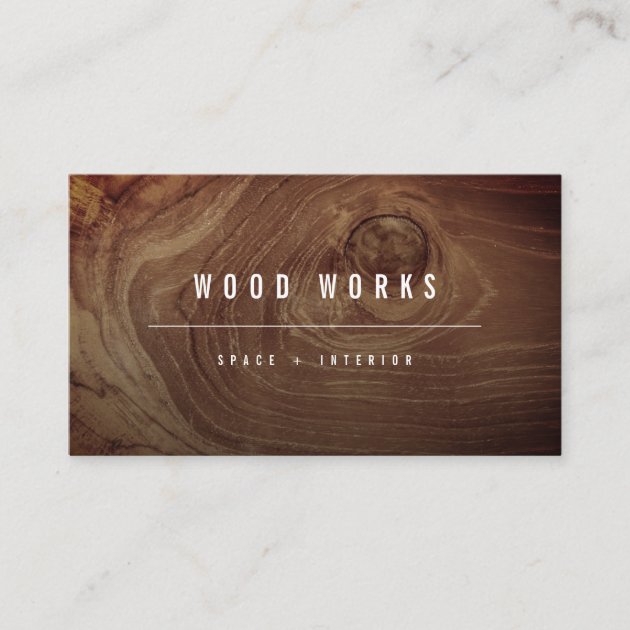 Teak Wood Grain Photo Minimalist Interior Design Business Card
