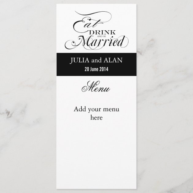 Eat, Drink, and Be Married Wedding Menu Cards