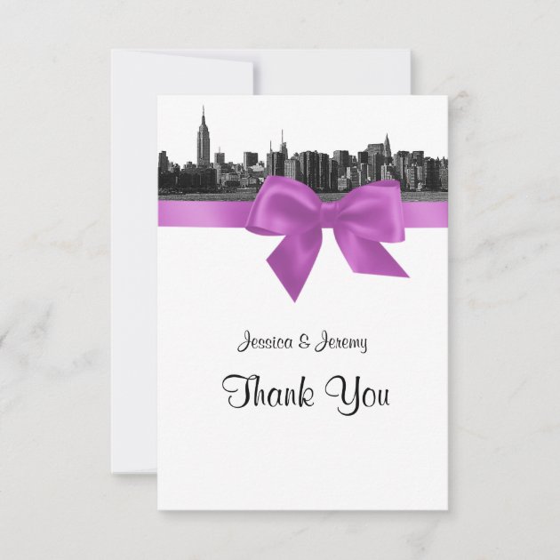 NYC Wide Skyline Etched BW Lilac Thank You
