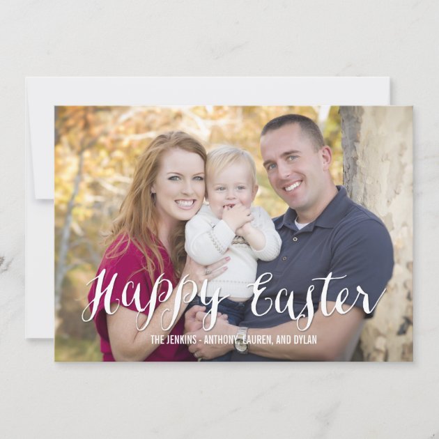 Classic Script Easter Photo Cards Editable Color (front side)