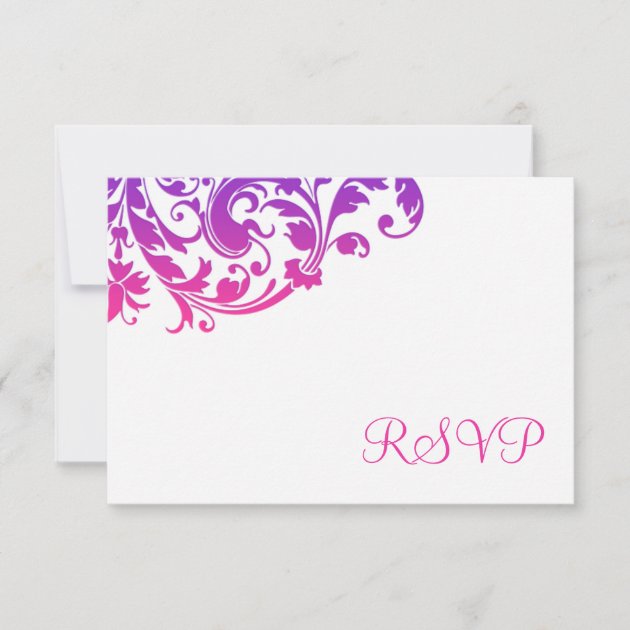 Elegant Purple Pink Flourish RSVP (front side)