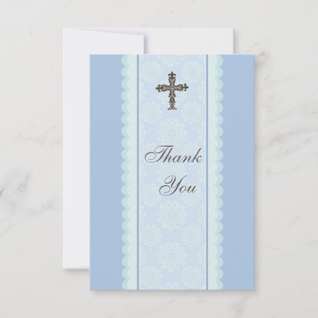 Elaborate Cross Flat Thank You Card (front side)