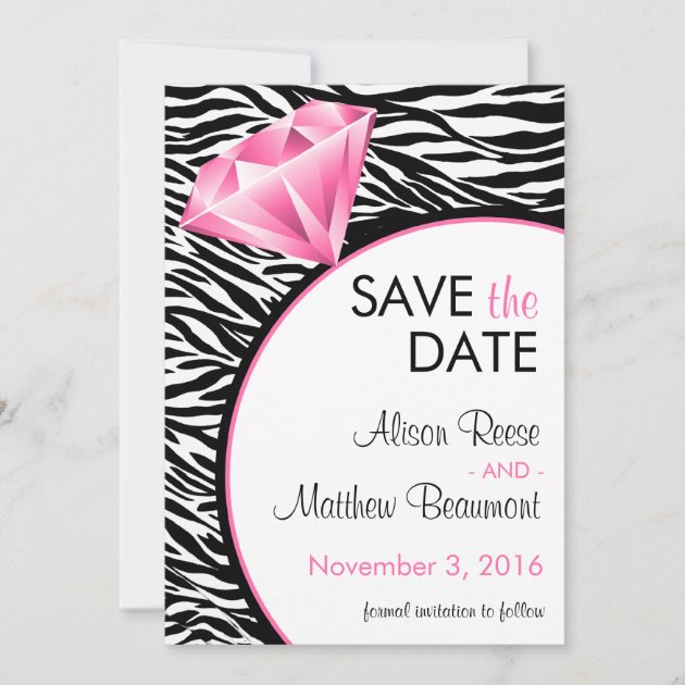 Diamond Bling Save the Date (front side)