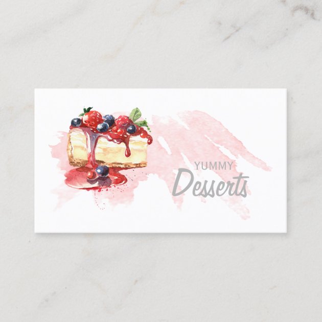 Watercolor Bakery Desserts ID298 Business Card (front side)