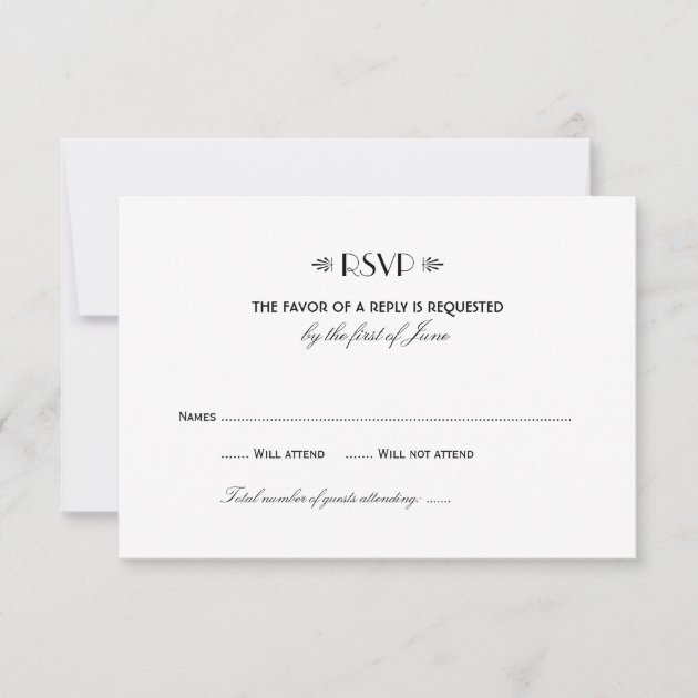 Wedding RSVP Card 1 | Art Deco Elegant Style (front side)