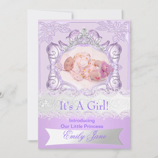 Princess Lilac New Baby Girl Announcement Photo