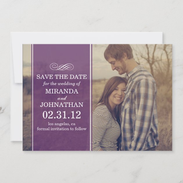 Purple Transparent Photo Save The Date Invites