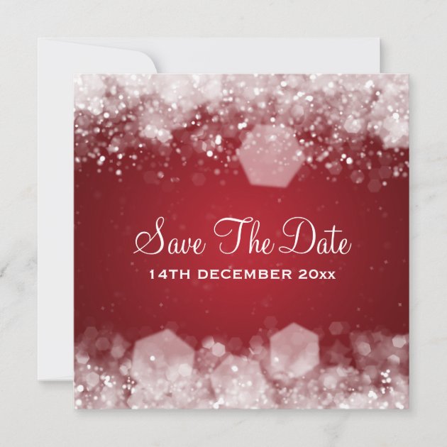 Winter Wedding Sparkling Night Red Save The Date