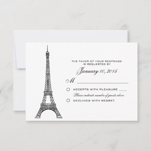 Parisian Eiffel Tower Wedding RSVP Custom