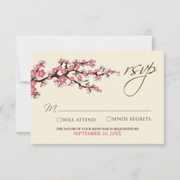 Cherry Blossoms RSVP Card (pink)