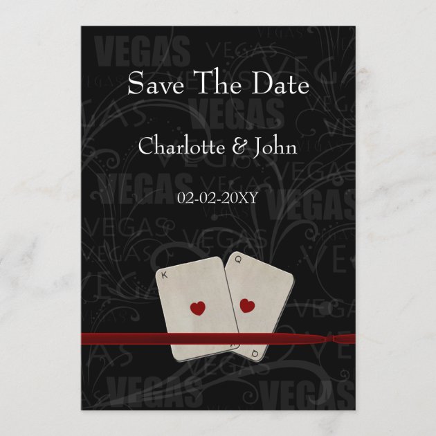Vegas wedding save the date announcement (front side)