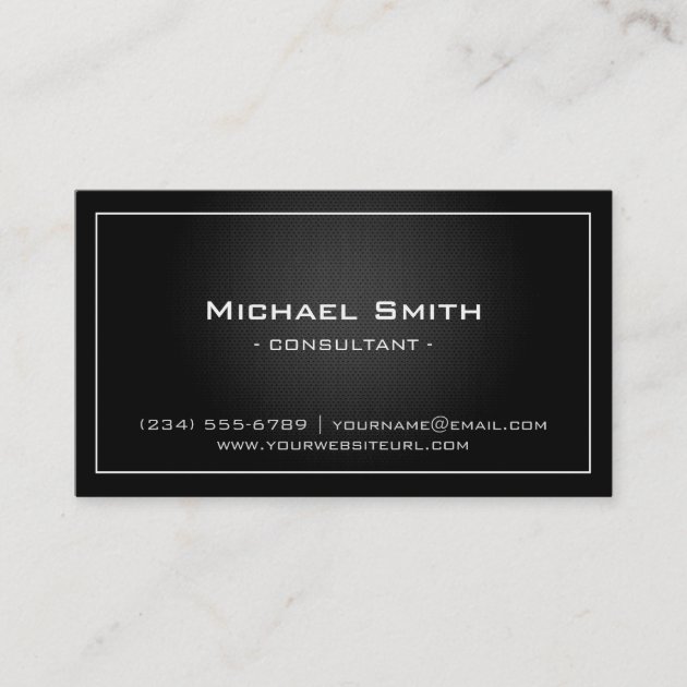 Simple Professional Black Metallic Modern Look Business Card (front side)