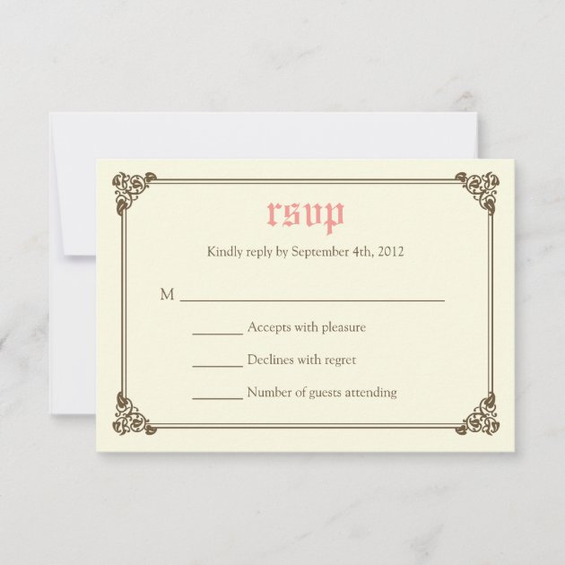 Storybook Fairytale Wedding RSVP Card - Pink