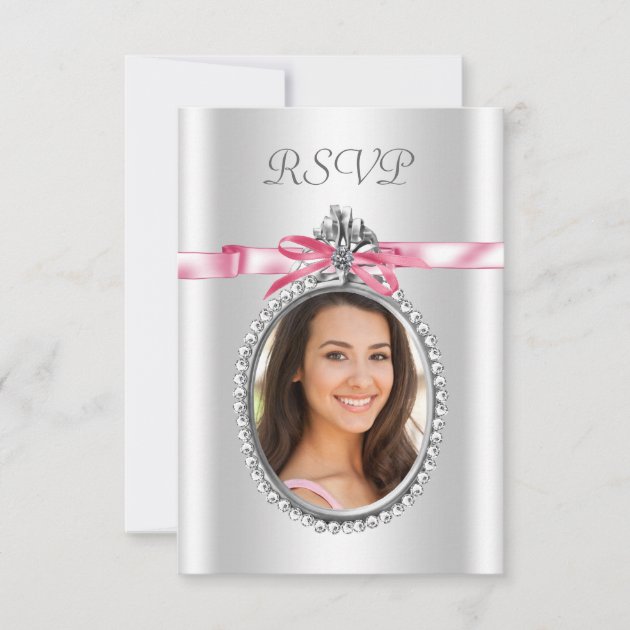 Pink White Photo RSVP Cards