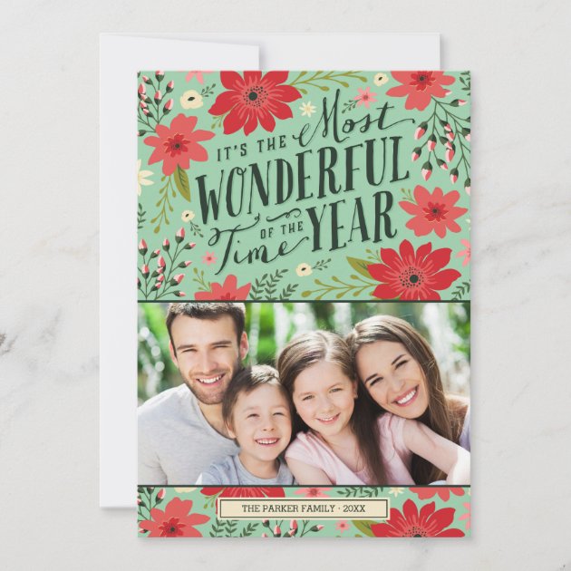 Holiday Floral Photo Card (front side)