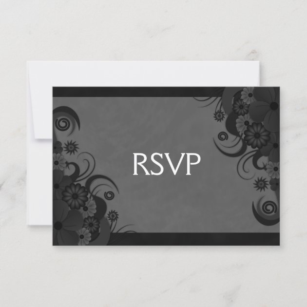 Floral Black and Gray Gothic RSVP Response Card