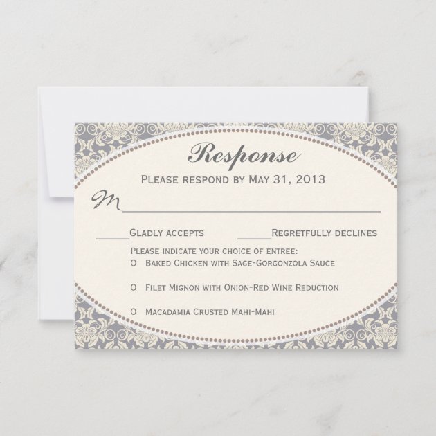 Floral Damask Lace RSVP Wedding Response Cards