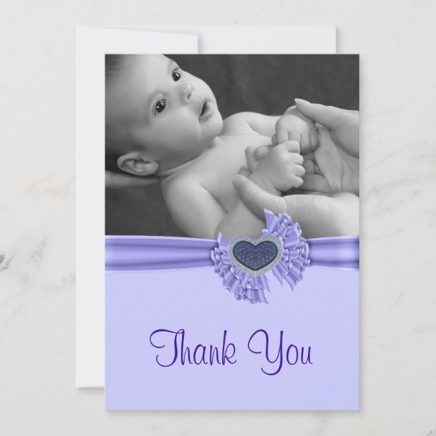 Purple Heart Baby Photo Thank You Card
