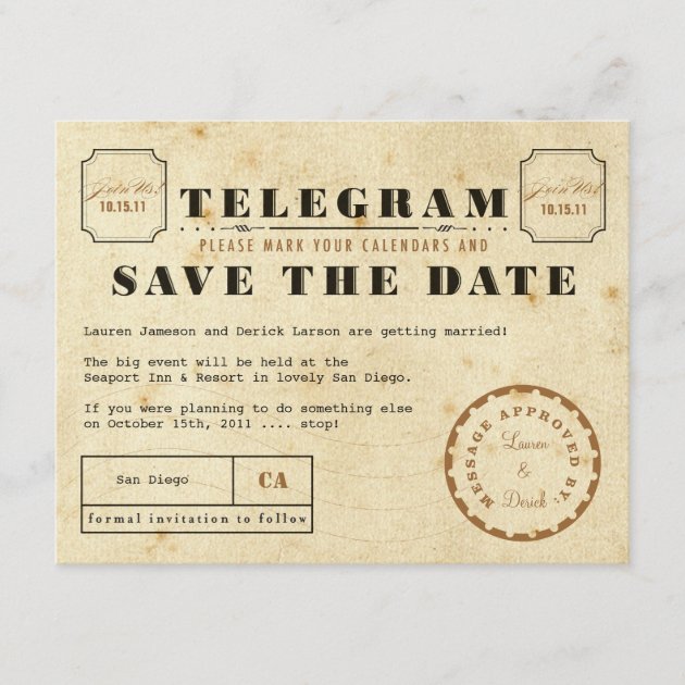 Vintage Telegram Save the Date