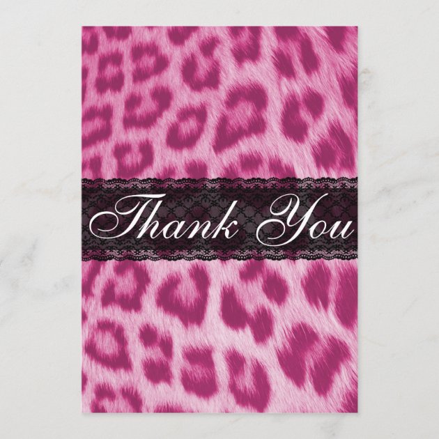 Stylish Pink Cheetah Print Thank You Card / Note
