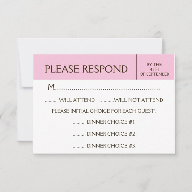 Generic Pale Pink RSVP Response Card