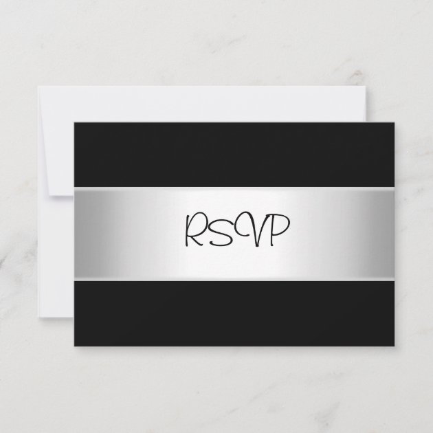 RSVP Card All Events Elegant Black Light Silver