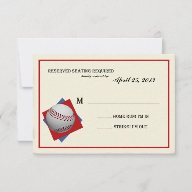 Vintage Baseball Bar Mitzvah Reply RSVP Card (front side)