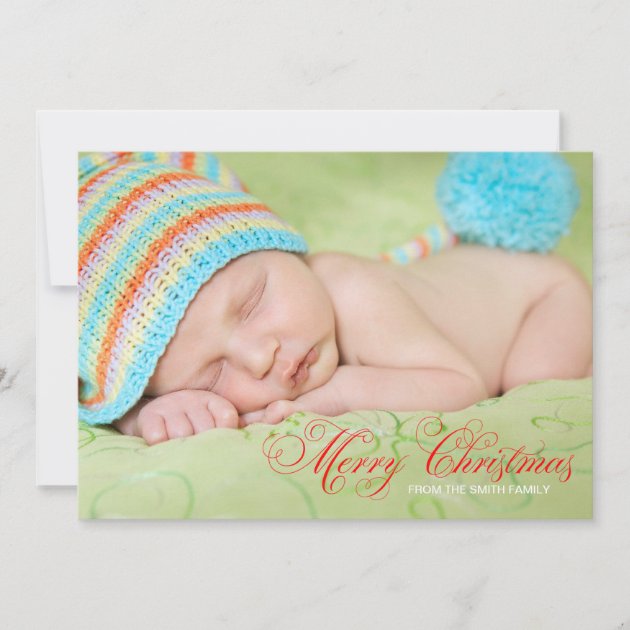 Brown Olive Green Photo Christmas Card