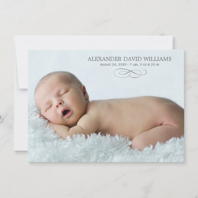 Photo Birth Announcement Card | Simple Elegance (front side)