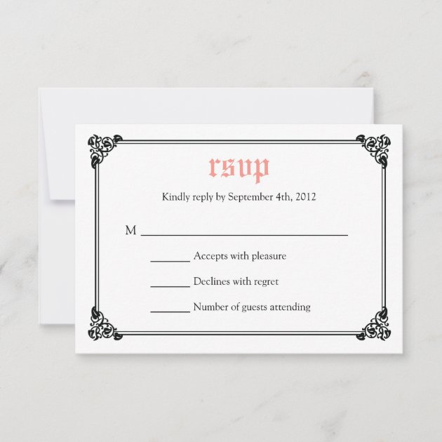 Storybook Fairytale Wedding RSVP Card - Pink/Black