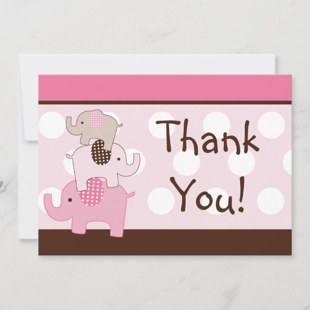 Stacked Pink Elephants Thank You Card