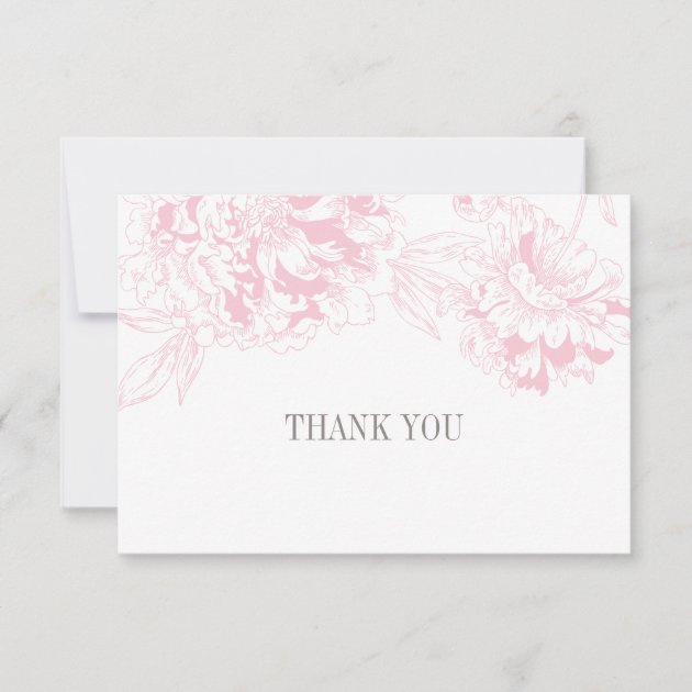 Flat Thank You Cards | Pink Floral Peony Design