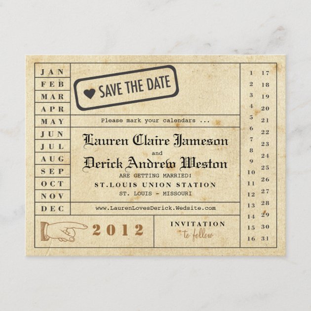 Vintage Punch Card Save the Date