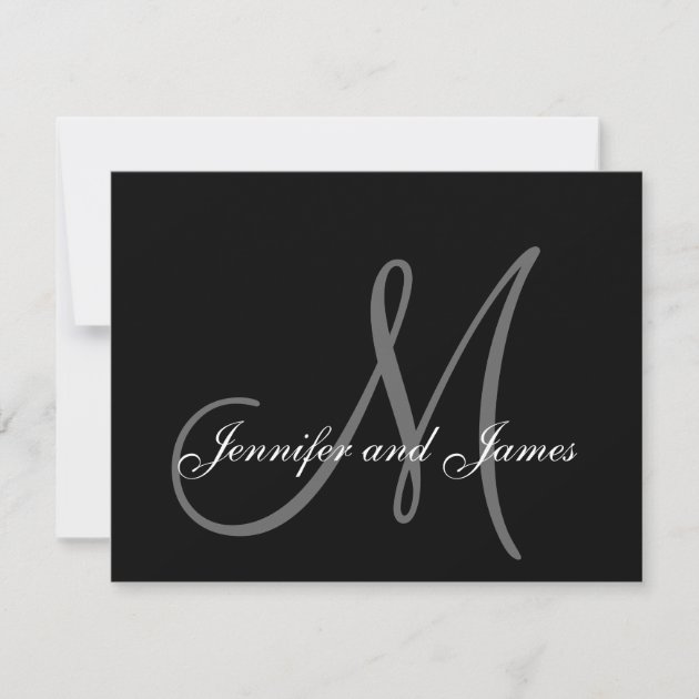 Elegant Wedding RSVP Card with Monogram (front side)