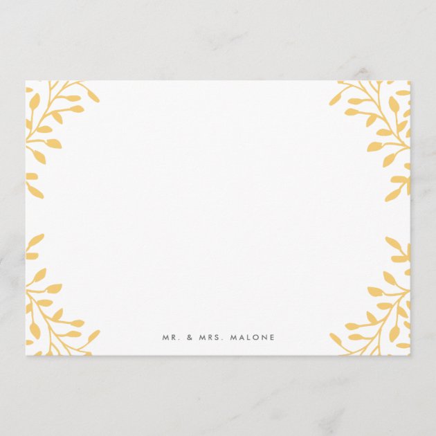 Secret Garden Wedding Stationery - Mustard Yellow Note Card