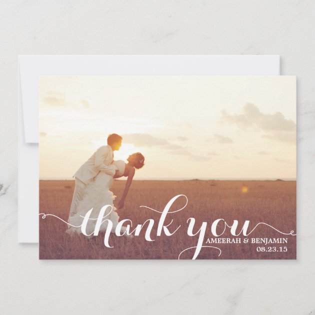 CALLIGRAPHY SCRIPT WEDDING THANK YOU CARD (front side)
