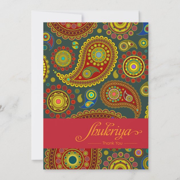 Paisley on Teal Indian Pattern Thank You Card