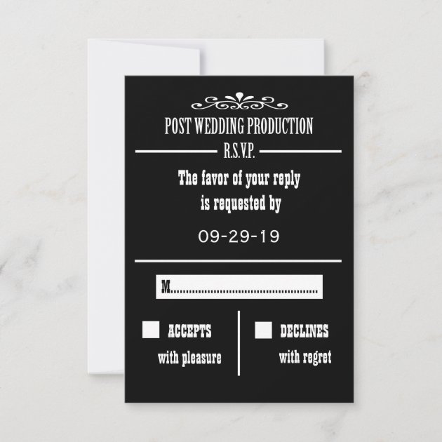 Post Wedding Reception RSVP Invitation Card