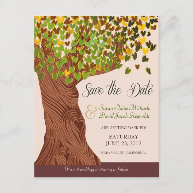 Love Tree Falling Heart Leaves Save the Date