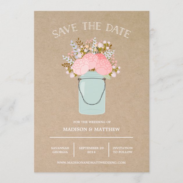 Rustic Mason Jar | Save the Date Announcement