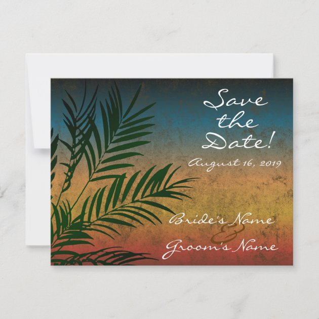 Sunset Palm Tree Branch Save the Date