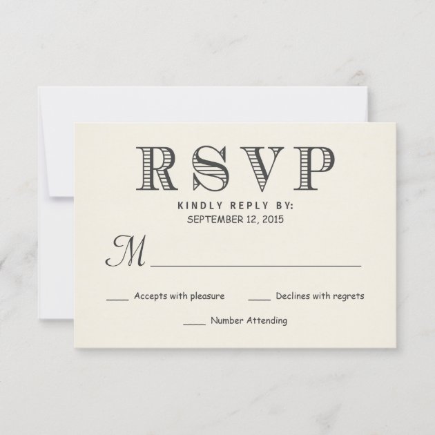 RSVP Rustic Typography Ivory White Wedding Reply