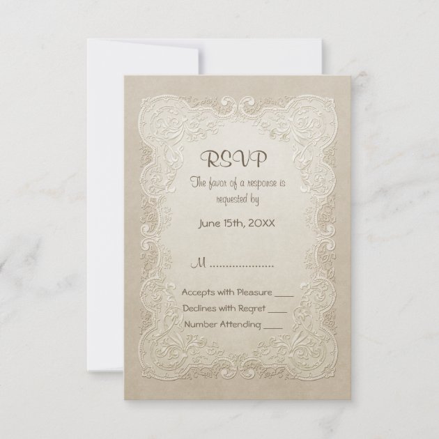 Floral Lace Butterfly Wedding RSVP Card
