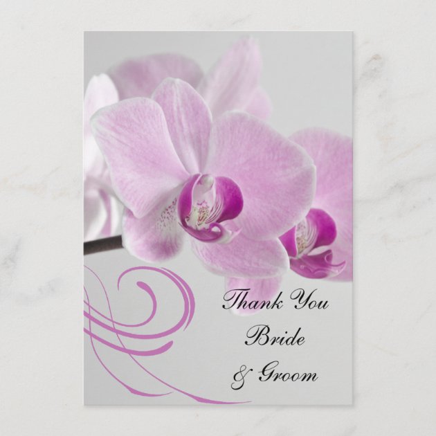 Pink Orchid Elegance Wedding Flat Thank You Notes