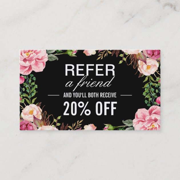 Romantic Girly Floral Wrapping Referral Card (front side)