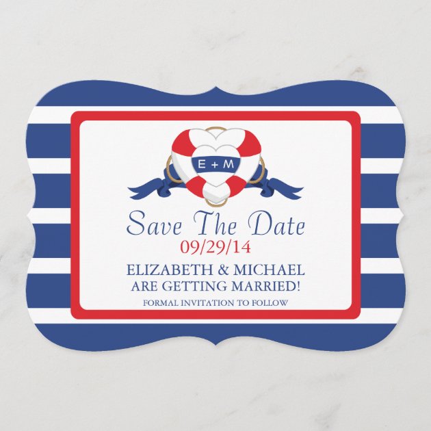 Modern Nautical Heart Buoy Save The Date